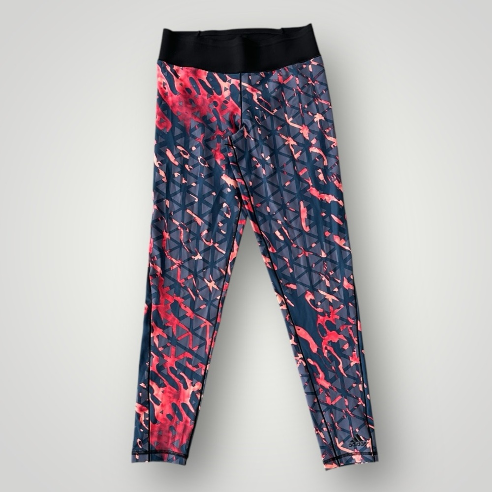 adidas Women's Leggings - Black and Red Pattern